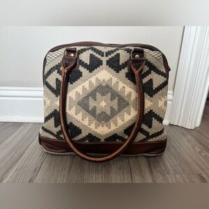 Southwestern Canvas and Leather Overnight Bag